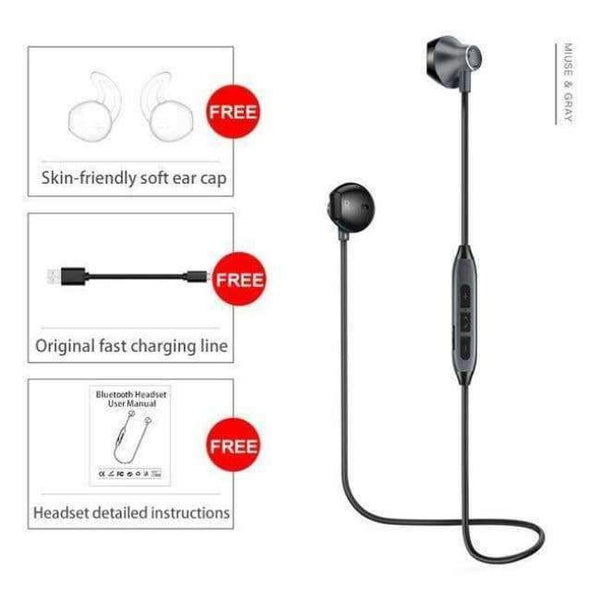 Planet Gates BLACK GREY / China Bluetooth Headphones Waterproof Wireless Earphones Sports Bass Bluetooth Earphone With Mic For iPhone xiaomi