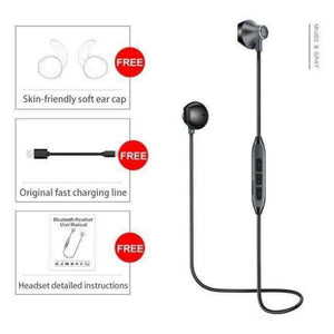 Planet Gates BLACK GREY / China Bluetooth Headphones Wireless Earphones Waterproof Sports Bass Bluetooth Earphone with Mic for Phone iPhone xiaomi Gym