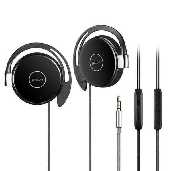Planet Gates BLACK GREY / China Wired Headphone with Microphone Volume Control Sport Earphones Earhook Earphone Anti-drop Off Headset for iPhone