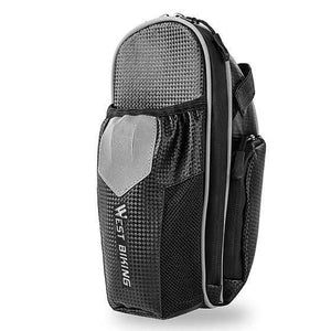 Planet Gates Black Grey MTB Bike Waterproof Rear Bag Bicycle Accessories Bike Saddle Bag with Water Bottle Pocket Cycling Rear Seat Tail Bag