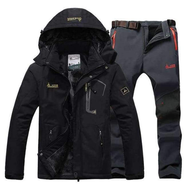 Planet Gates black grey pant / XL Winter Ski Jacket suits Men Waterproof Fleece Snow Jacket Thermal Coat Outdoor Mountain Skiing Snowboard Jacket Pant suits L-5XL