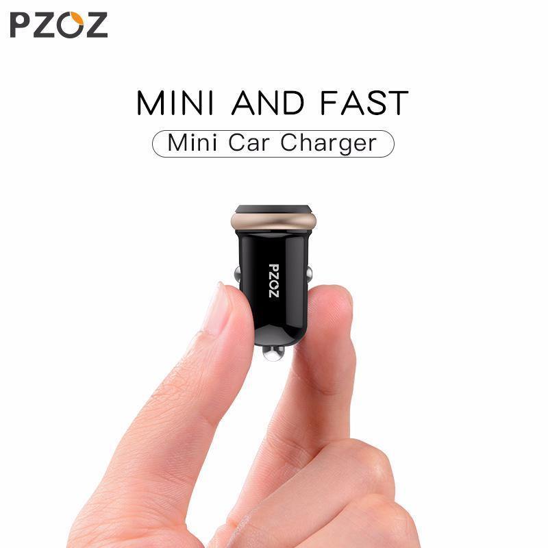 Planet Gates Black Grey PZOZ Mini USB Car Charger Dual USB 3.1A Charging Mobile Phone Tablet GPS Universal Fast charging Car-Charger Adapter Accessories