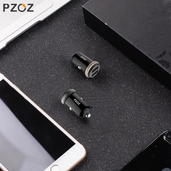 Planet Gates Black Grey PZOZ Mini USB Car Charger Dual USB 3.1A Charging Mobile Phone Tablet GPS Universal Fast charging Car-Charger Adapter Accessories