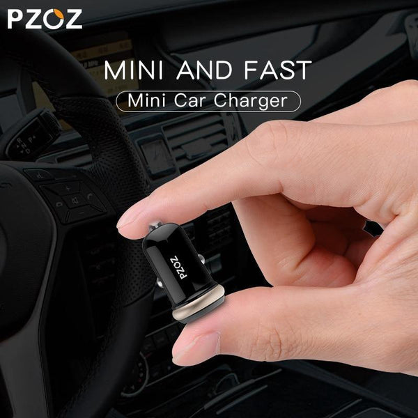 Planet Gates Black Grey PZOZ Mini USB Car Charger Dual USB 3.1A Charging Mobile Phone Tablet GPS Universal Fast charging Car-Charger Adapter Accessories