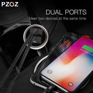Planet Gates Black Grey PZOZ Mini USB Car Charger Dual USB 3.1A Charging Mobile Phone Tablet GPS Universal Fast charging Car-Charger Adapter Accessories