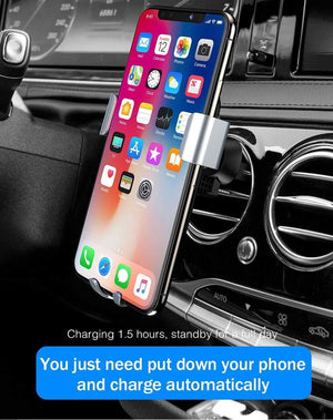 Planet Gates Black H&A Qi Wireless Charger Car Holder For iPhone X 10 For Samsung S8 S9 Fast Car Mount Wireless Charging Phone Holder Stand Charger