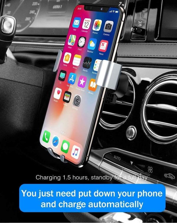 Planet Gates Black H&A Qi Wireless Charger Car Holder For iPhone X 10 For Samsung S8 S9 Fast Car Mount Wireless Charging Phone Holder Stand Charger