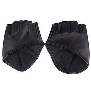 Planet Gates black Half Finger Fingerless PU Leather Gloves Lady Driving Show Pole Dance  Mittens for Women Men Free Shipping