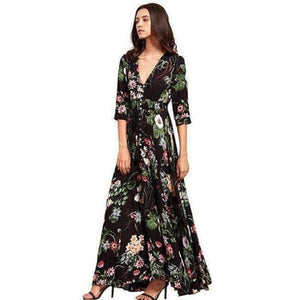 Planet Gates Black Half / S Brand Long Maxi Dress Print Plus Size Sexy Casual Summer Beach Clothes Women Vestidos Render Elegant Robe Boho Party Club Dress