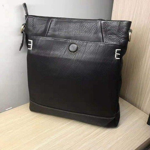 Planet Gates black Handmade leather men's shoulder messenger bag first layer cowhide retro vertical men's bag casual tide