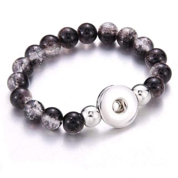 Planet Gates black Handmade Snap Button Bracelet 10mm Imitation Pearls Beads Snap Jewelry Fit 18mm Snap Button Jewelry Beaded Bracelet