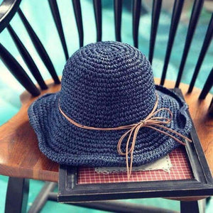 Planet Gates Black Handmade Weave Raffia Sun Hats For Women Black Ribbon Lace Up Large Brim Straw Hat Outdoor Beach Summer Caps Chapeu Feminino