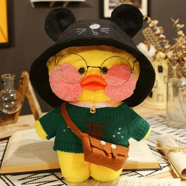 Planet Gates black hat 30cm New Hyaluronic Acid Duck Plush Dolls Cute Animal Ducks Stuffed Doll Toys For Girl Little Yellow Duck With Glasses Kids Gift