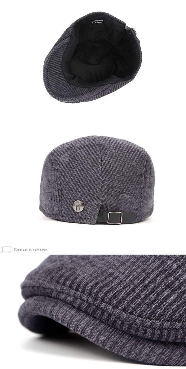 Planet Gates Black High Quality Retro Hats Adult Men's Striped Cabbie Flatcap Autumn Winter Newsboy Caps