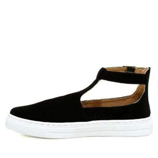 Planet Gates Black-HTD0128 / 5 MCCKLE Autumn Women Flats Plus Size Shoes Female T Strap Platform Glitter Fashion Rome Style Buckle Strap Casual Footwear