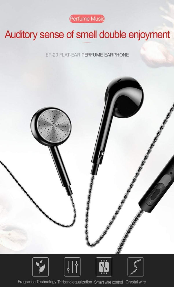Planet Gates Black In-Ear Perfume Earphones USAMS EP-20 Stereo Headset 3.5mm inear Wired Earphone With Microphone Aromatherapy