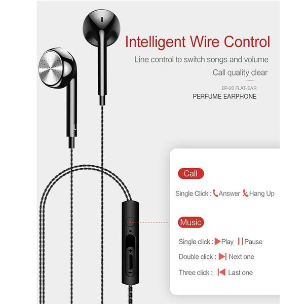 Planet Gates Black In-Ear Perfume Earphones USAMS EP-20 Stereo Headset 3.5mm inear Wired Earphone With Microphone Aromatherapy