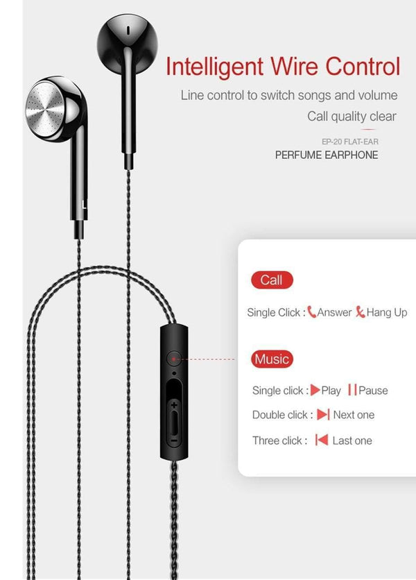 Planet Gates Black In-Ear Perfume Earphones USAMS EP-20 Stereo Headset 3.5mm inear Wired Earphone With Microphone Aromatherapy