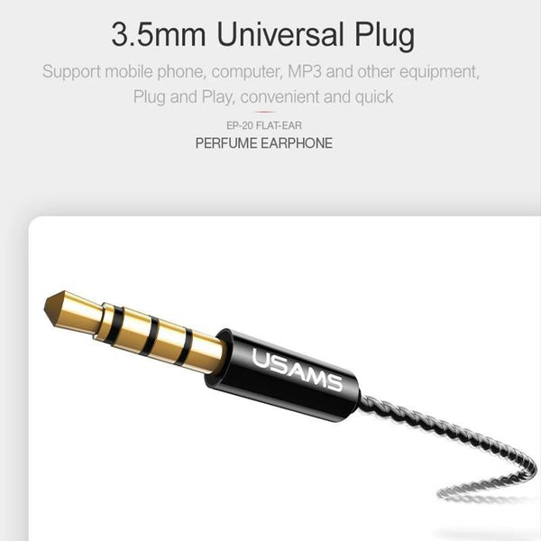 Planet Gates Black In-Ear Perfume Earphones USAMS EP-20 Stereo Headset 3.5mm inear Wired Earphone With Microphone Aromatherapy