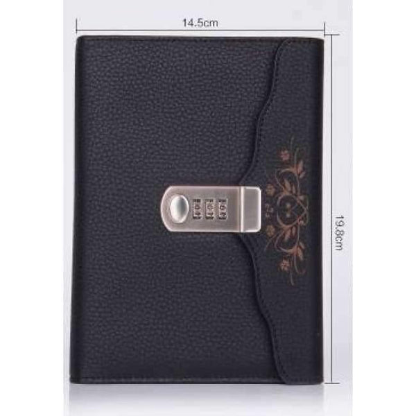 Planet Gates Black Individual Logo Custom B6 Notebook Writing Pads Lock Password PU Leather Notepad Travelers Office School Diary Binder Gift