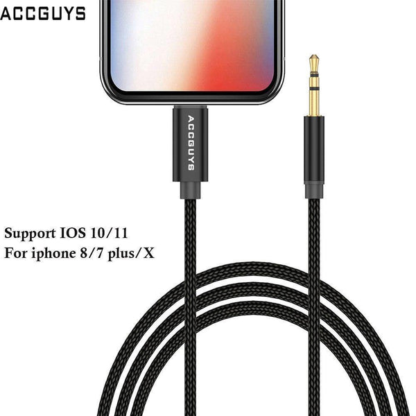 Planet Gates black IOS to 3.5mm Male Jack AUX Audio Music Stereo Adapter Cable Home Car Audio Extension Cord 1M For iPhone 7 8 Plus X XS XR