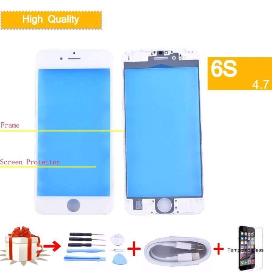 Planet Gates Black iPhone 6S Touch Screen Digitizer GLASS Lens panel Front LCD panel with frame bezel for iphone6S External LCD glass tools