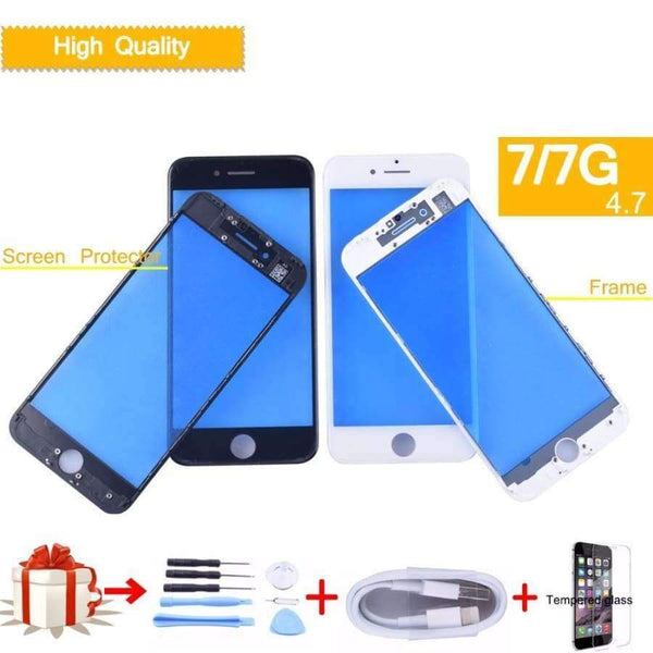 Planet Gates Black iPhone 7 7g Touch Screen Digitizer GLASS Lens panel Front LCD panel with frame bezel for iphone 7 External LCD glass tools