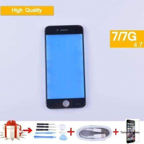 Planet Gates Black iPhone 7 7g Touch Screen Digitizer GLASS Lens panel Front LCD panel with frame bezel for iphone 7 External LCD glass tools