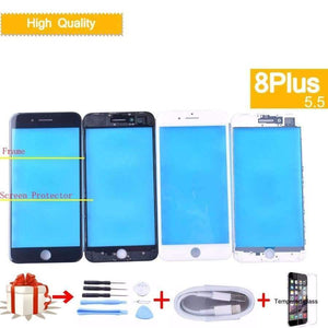 Planet Gates Black iPhone 8 Plus 8Plus Front LCD Touch Screen Digitizer GLASS Lens panel with frame bezel for iphone 8 plus External LCD glass