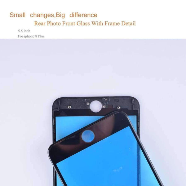 Planet Gates Black iPhone 8 Plus 8Plus Front LCD Touch Screen Digitizer GLASS Lens panel with frame bezel for iphone 8 plus External LCD glass