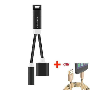 Planet Gates black iPhone X/8 Plus IOS 11 Audio Adapter 3.5mm Headphone Jack Lighting Music Charge AUX Cable Splitter w USB Cable Gift