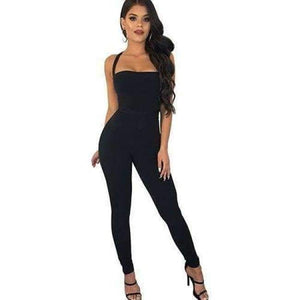 Planet Gates black Iron ring / L Backless Rompers Tights Female Jumpsuits For Women 2018 Overalls Plus Size Playsuit Casual Black One Piece Bodysuit