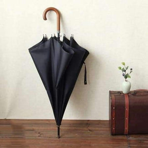 Planet Gates Black Japanese Brand Long Umbrella 8K Windproof Wooden Handle Large Men Umbrellas Rain Quality Classic Business Paraguas
