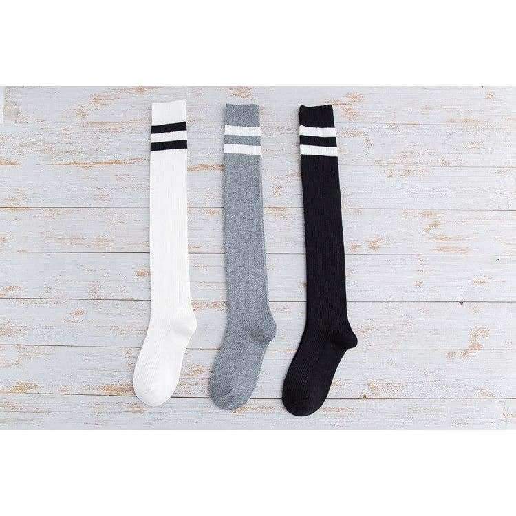 Planet Gates Black Japanese Hosiery Stocking Korean College Style Stripes Knee Socks Lovely Students High Stockings 3pair/lot