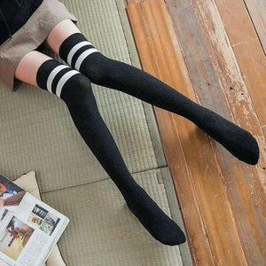 Planet Gates Black Japanese Hosiery Stocking Korean College Style Stripes Knee Socks Lovely Students High Stockings 3pair/lot
