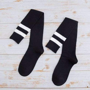 Planet Gates Black Japanese Hosiery Stocking Korean College Style Stripes Knee Socks Lovely Students High Stockings 3pair/lot