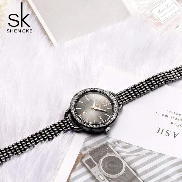 Planet Gates black Jewelry Gifts For Women's Luxury Black Steel Quartz Watch Brand Women Watches Fashion Ladies Clock Relogio Feminino