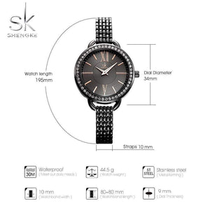 Planet Gates black Jewelry Gifts For Women's Luxury Black Steel Quartz Watch Brand Women Watches Fashion Ladies Clock Relogio Feminino