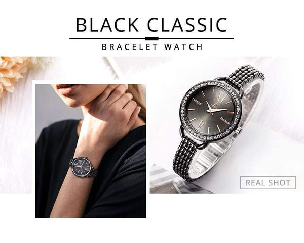 Planet Gates black Jewelry Gifts For Women's Luxury Black Steel Quartz Watch Brand Women Watches Fashion Ladies Clock Relogio Feminino
