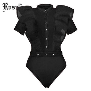 Planet Gates Black Jumpsuits For Women 2018 Gothic Combinaison Femme Sexy Body Women One Piece Mesh Bodysuit Womens Clothing Romper