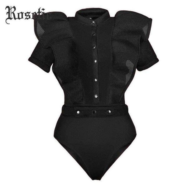 Planet Gates Black Jumpsuits For Women 2018 Gothic Combinaison Femme Sexy Body Women One Piece Mesh Bodysuit Womens Clothing Romper