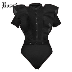 Planet Gates Black Jumpsuits For Women 2018 Gothic Combinaison Femme Sexy Body Women One Piece Mesh Bodysuit Womens Clothing Romper