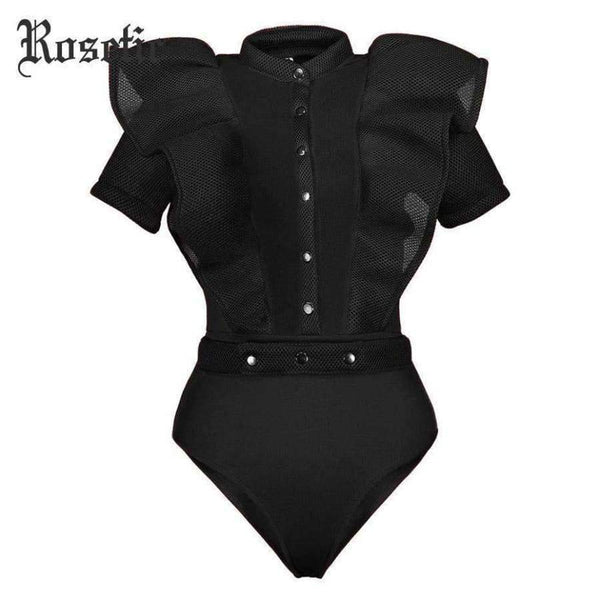 Planet Gates Black Jumpsuits For Women 2018 Gothic Combinaison Femme Sexy Body Women One Piece Mesh Bodysuit Womens Clothing Romper