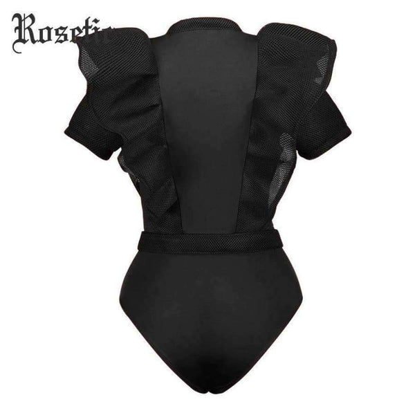 Planet Gates Black Jumpsuits For Women 2018 Gothic Combinaison Femme Sexy Body Women One Piece Mesh Bodysuit Womens Clothing Romper