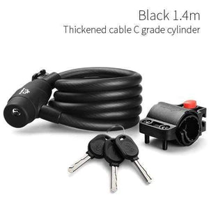 Planet Gates Black Key 140cm Bike Lock 1.8m 1.4m Bicycle Cable Lock Anti-theft Lock with 3 Keys Cycling Steel Wire Security MTB Road Bicycle Locks