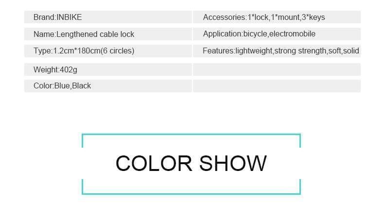Planet Gates Black Key 180cm Bike Lock 1.8m 1.4m Bicycle Cable Lock Anti-theft Lock with 3 Keys Cycling Steel Wire Security MTB Road Bicycle Locks