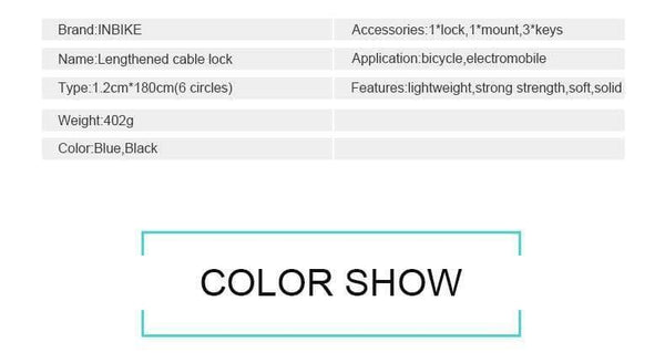 Planet Gates Black Key 180cm Bike Lock 1.8m 1.4m Bicycle Cable Lock Anti-theft Lock with 3 Keys Cycling Steel Wire Security MTB Road Bicycle Locks