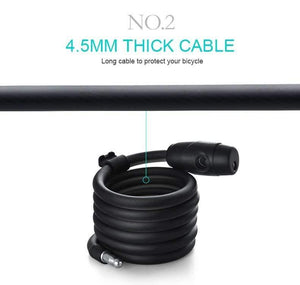 Planet Gates Black Key 180cm Bike Lock 1.8m 1.4m Bicycle Cable Lock Anti-theft Lock with 3 Keys Cycling Steel Wire Security MTB Road Bicycle Locks