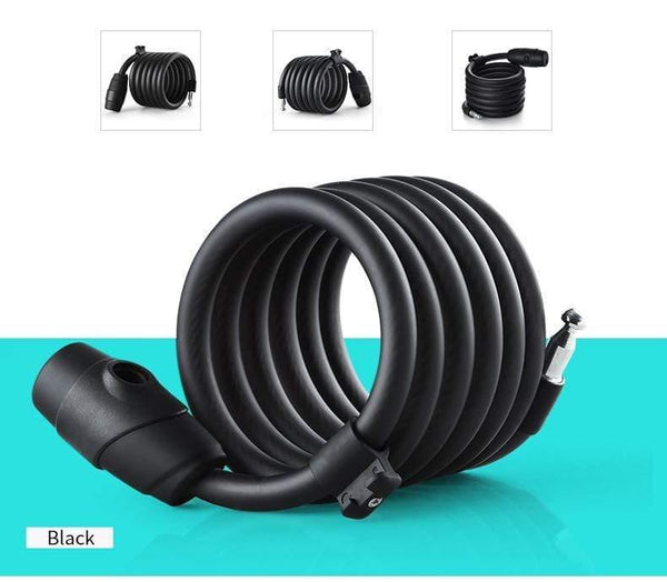 Planet Gates Black Key 180cm Bike Lock 1.8m 1.4m Bicycle Cable Lock Anti-theft Lock with 3 Keys Cycling Steel Wire Security MTB Road Bicycle Locks