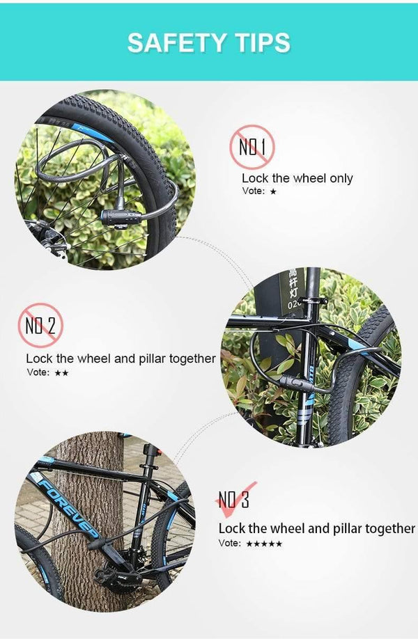 Planet Gates Black Key 180cm Bike Lock 1.8m 1.4m Bicycle Cable Lock Anti-theft Lock with 3 Keys Cycling Steel Wire Security MTB Road Bicycle Locks